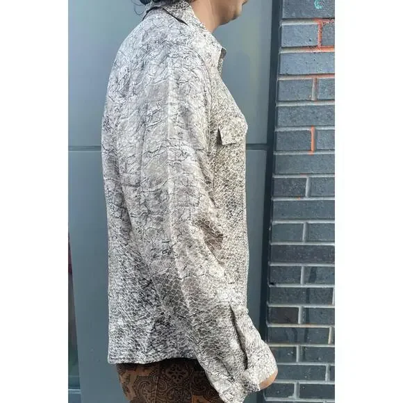 Silk Blend Snakeskin Blouse - Picture 2 of 5